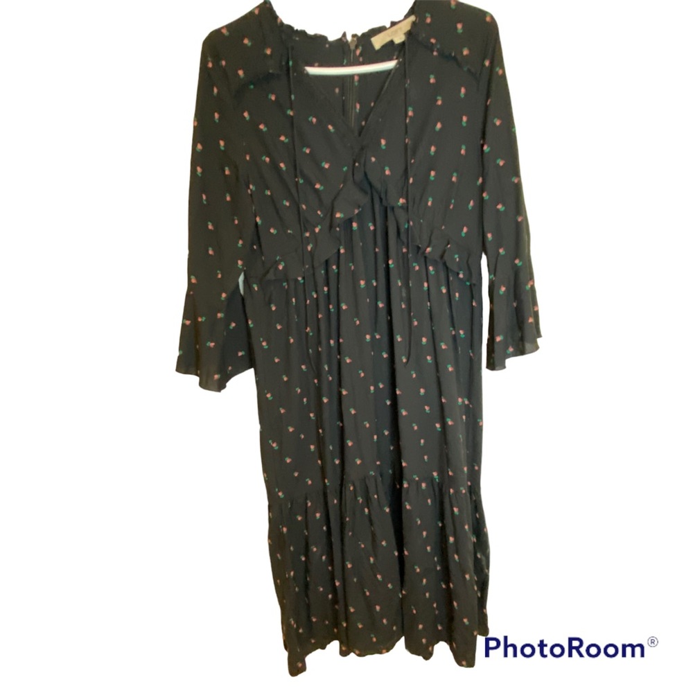 Loft floral tiered midi dress M
